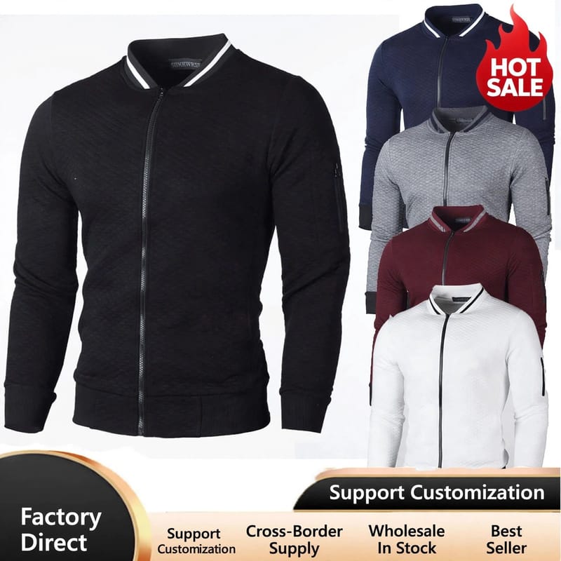 Men Zipper Cardigan Stand Collar Sports Casual Black in Pakistan | ABBASI BRAND STORE