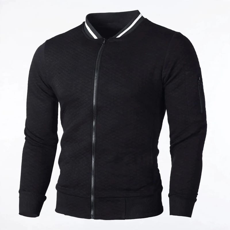 Men Zipper Cardigan Stand Collar Sports Casual Black in Pakistan | ABBASI BRAND STORE, photo 3