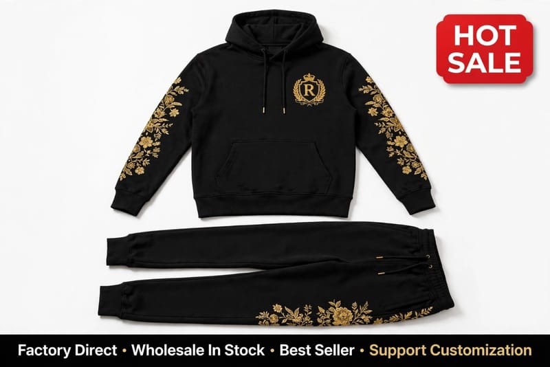 Men Black Royal Crest Hoodie Track Suit Gold Floral Sleeves in Pakistan | ABBASI BRAND STORE, photo 5