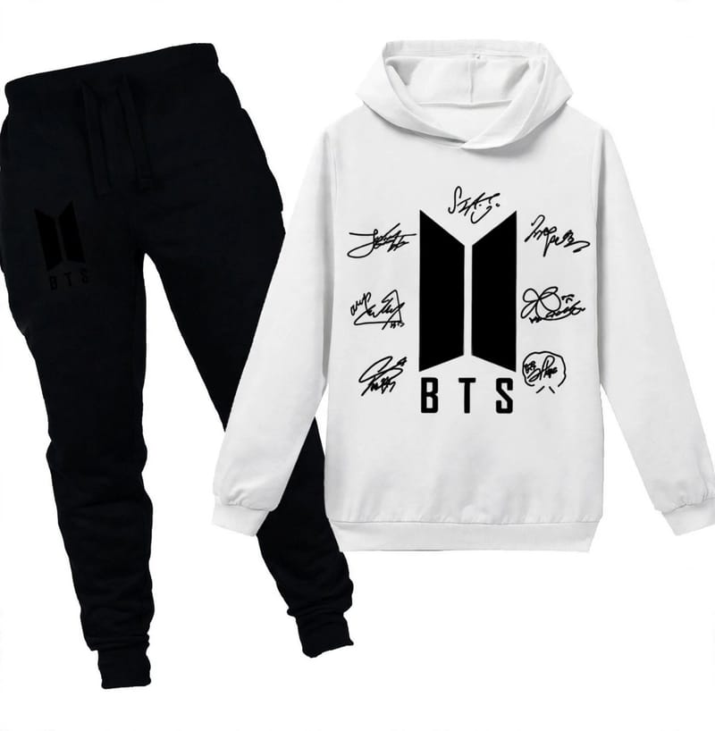 BTS Women's Stitched Fleece Printed Pullover Hoodie with Hooded Neck