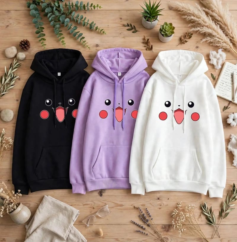 1 Pc Women's Stitched Fleece Printed Pullover Hoodie, photo 4