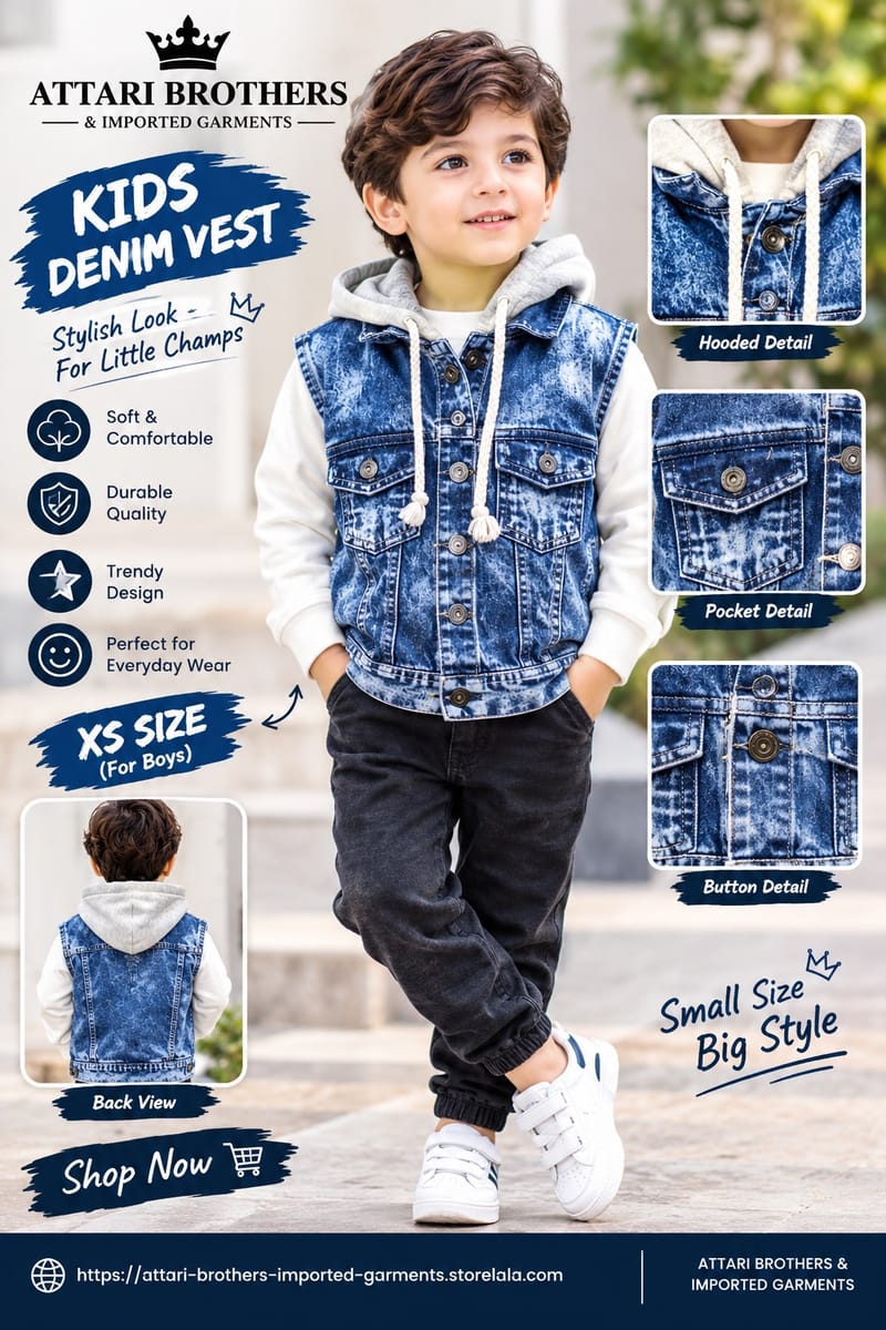 Denim Hooded Vest, photo 2