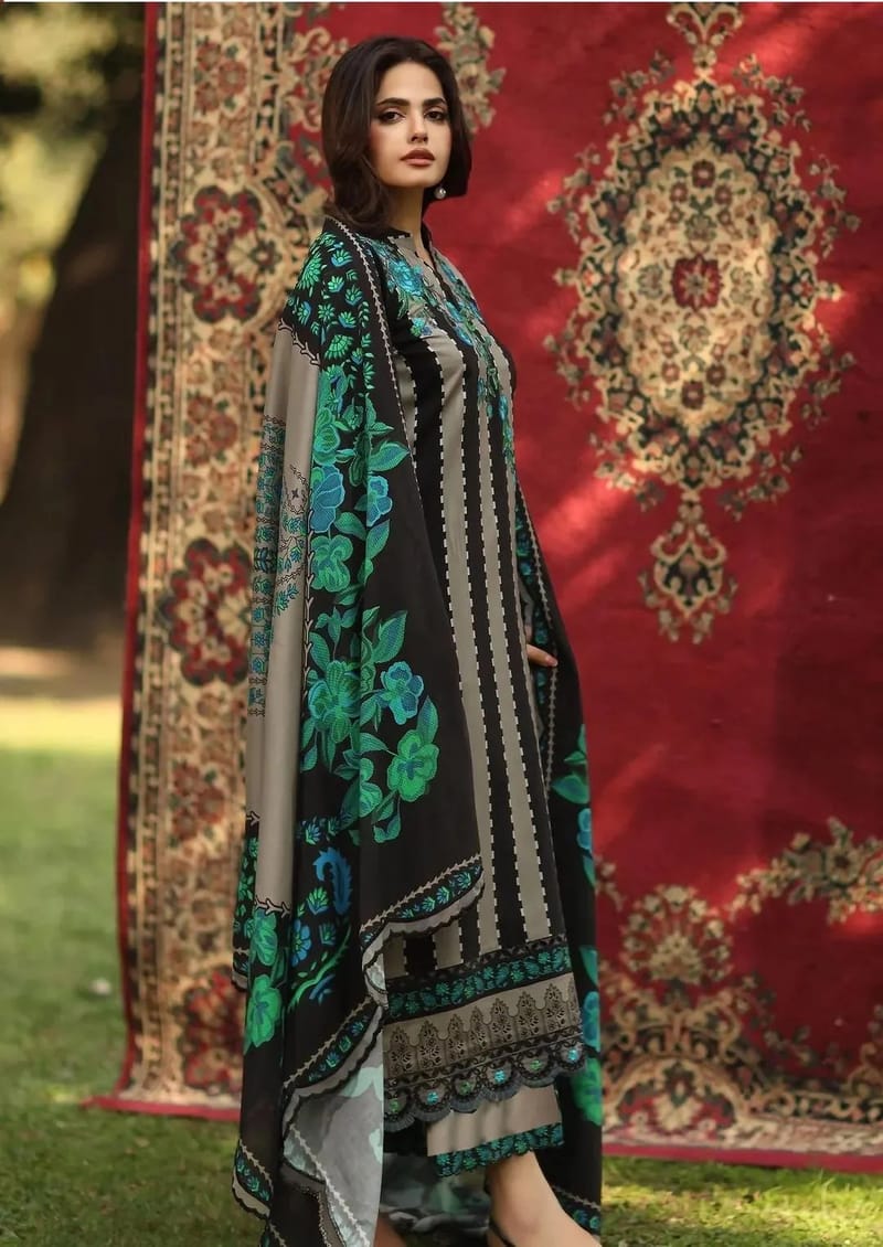 Embroidered Floral Salwar Kameez - Unstiched, photo 2