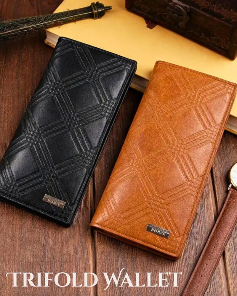 Embossed Leather Trifold Wallet