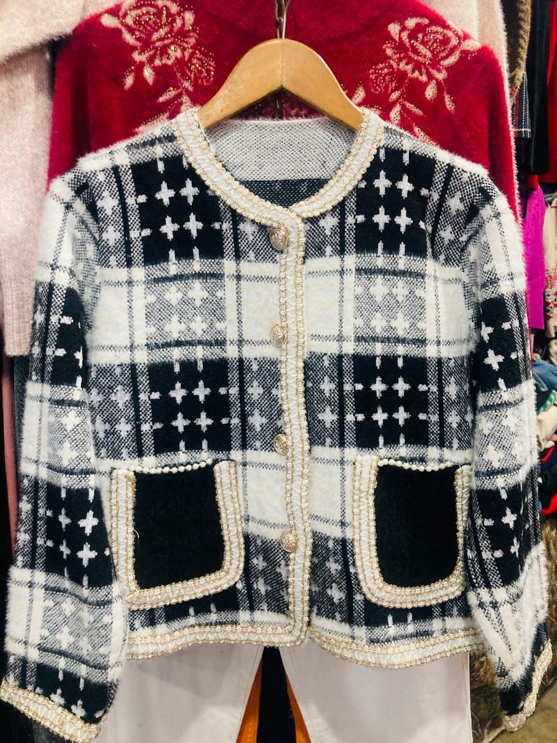 Plaid Tweed Cardigan