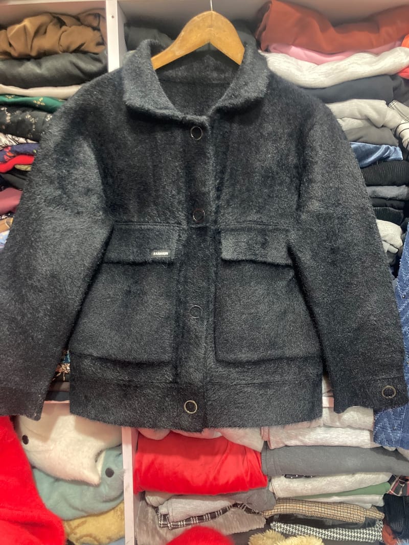 Fuzzy Button Jacket