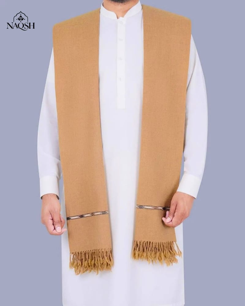 Premium Men's Wool Shawl – Beige