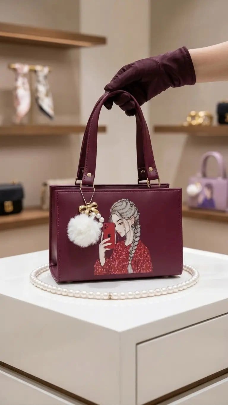 Girl's Leather Printed Shoulder Bag, photo 3