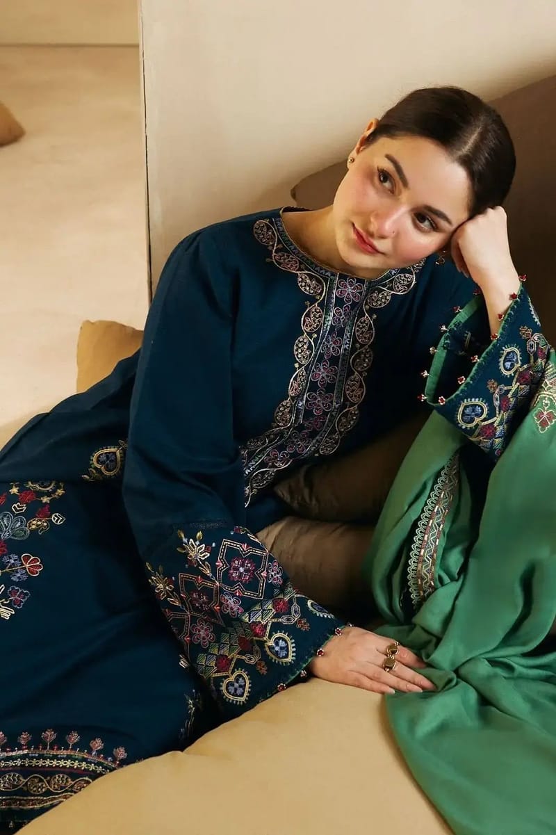 Embroidered Three Piece Suit - Unstiched, photo 2