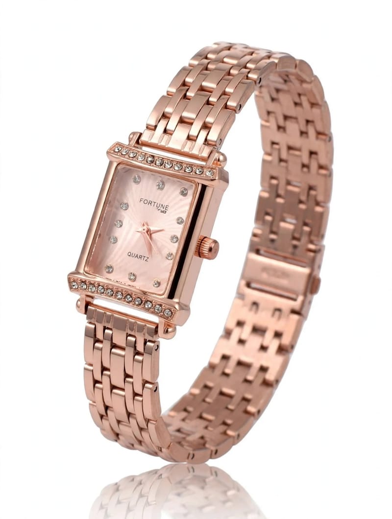 Women Rose Gold Chain Watch Square Dial | Ladies Bracelet Watch Pakistan, photo 3