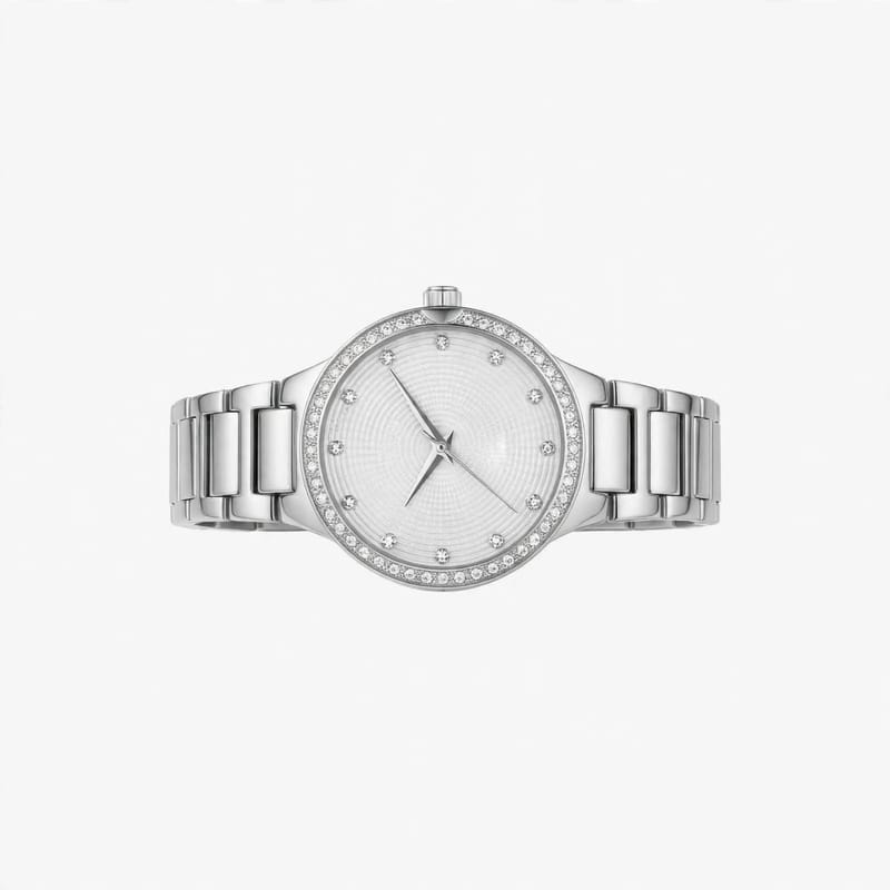 Women Rose Gold Crystal Watch Round Dial | Ladies Bracelet Watch with Crystals, photo 4