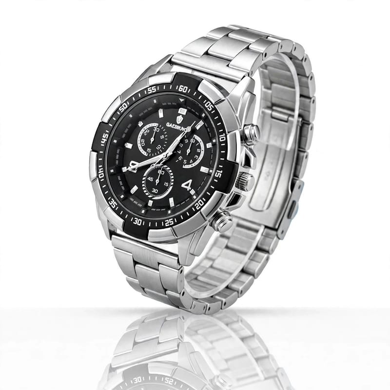 Men's Luxury Quartz Analog Watch Silver | Round Dial Chain Strap Watch for Boys Pakistan, photo 2