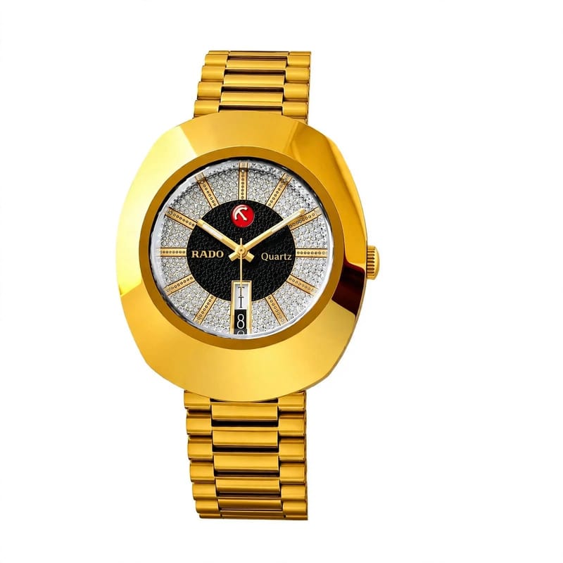 Luxury Men's Rado Watch Golden | Stainless Steel Chain Watch for Men Pakistan - Premium Rado Style, photo 3