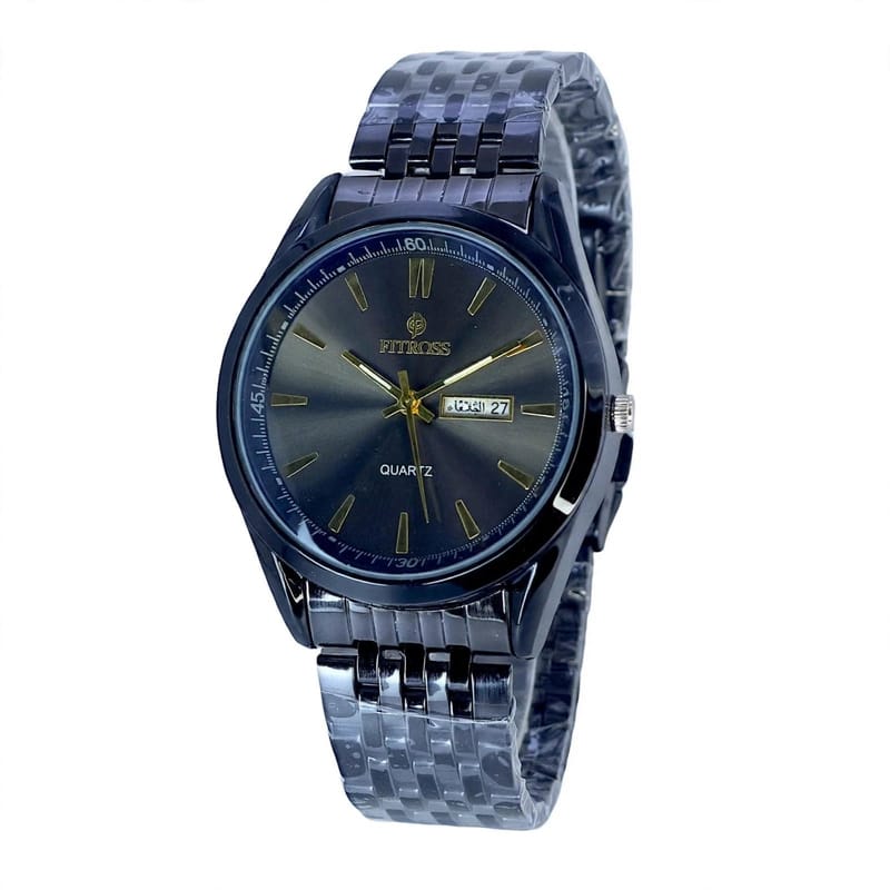 Fittross Day & Date Watch Stainless Steel Gold Plated | Imported Chain Watch for Men Pakistan - 24mm Dial, photo 5