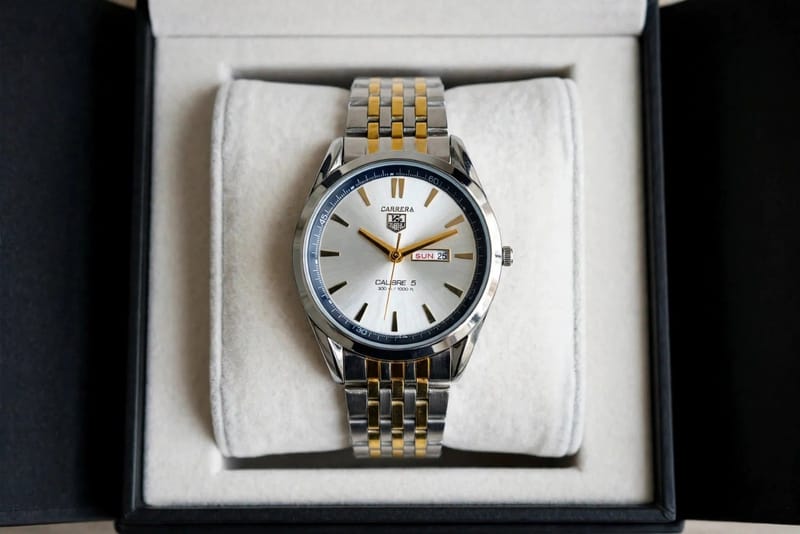 Fittross Day & Date Watch Stainless Steel Gold Plated | Imported Chain Watch for Men Pakistan - 24mm Dial, photo 3