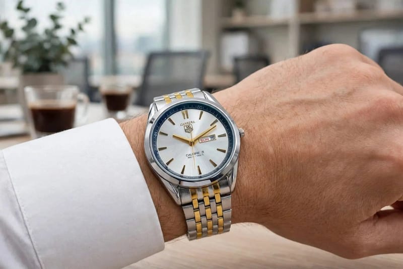 Fittross Day & Date Watch Stainless Steel Gold Plated | Imported Chain Watch for Men Pakistan - 24mm Dial, photo 6