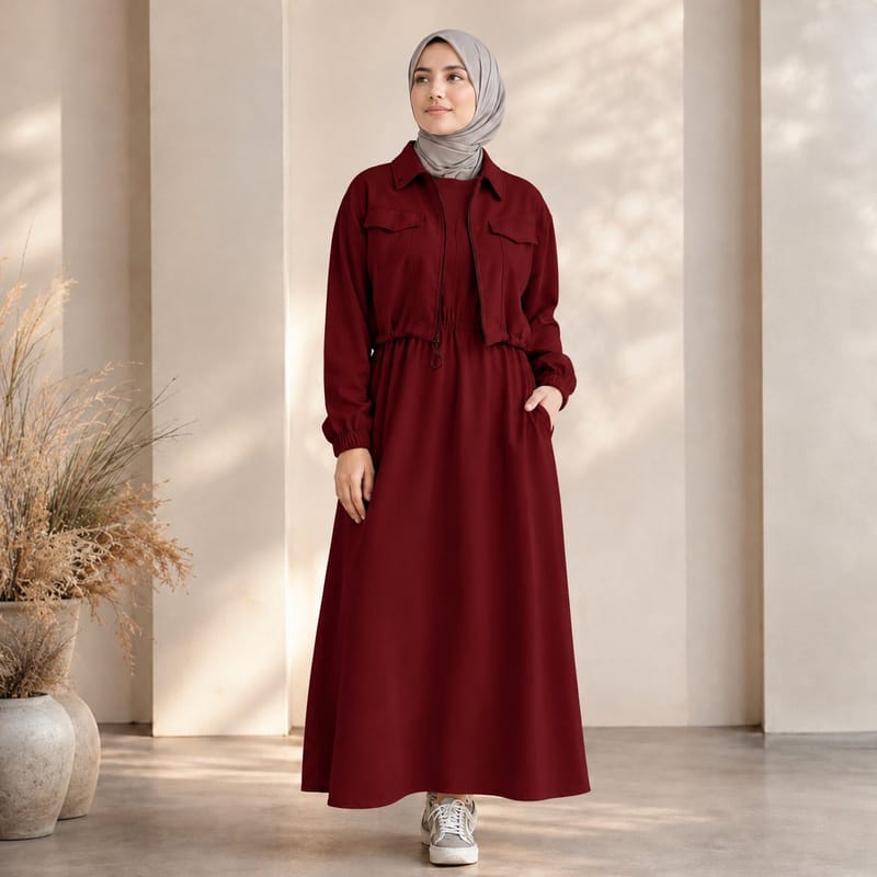 2 Pcs Women's utility Maxi Plain Zipper Tracksuit, photo 2