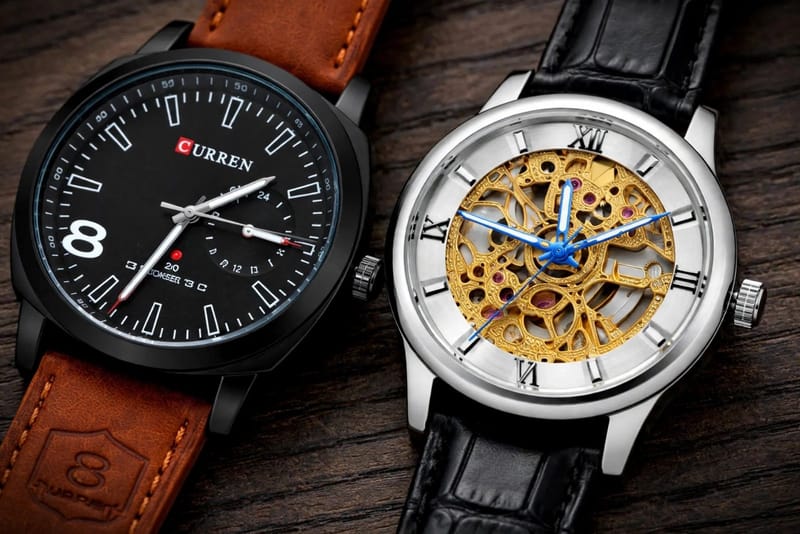 Men's Imported Quality Watch - Pack of 2 - PU Leather - CURREN + Skeleton, photo 4