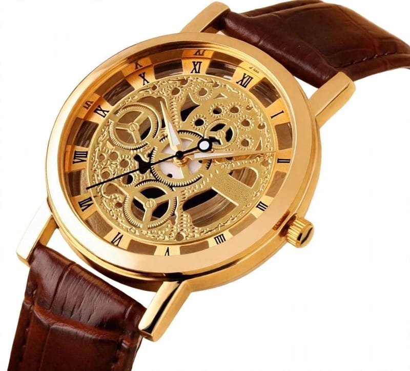 Men's Brown PU Leather Formal Watch with Round Case - Office & Wedding Wear, photo 2