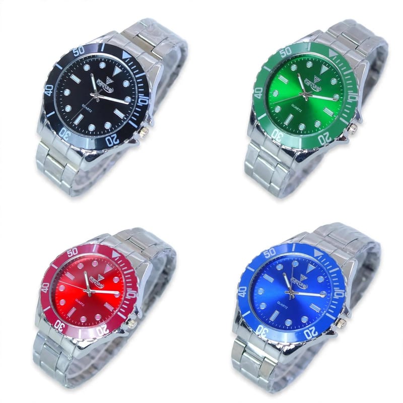 Men's Modern Stylish Silver Chain Watch - Lightweight - Random Multicolor Dial Black Blue Green Red, photo 7