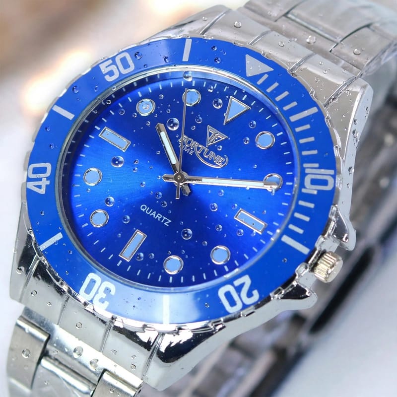 Men's Modern Stylish Silver Chain Watch - Lightweight - Random Multicolor Dial Black Blue Green Red, photo 5