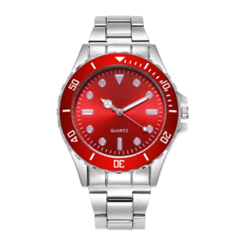 Men's Modern Stylish Silver Chain Watch - Lightweight - Random Multicolor Dial Black Blue Green Red