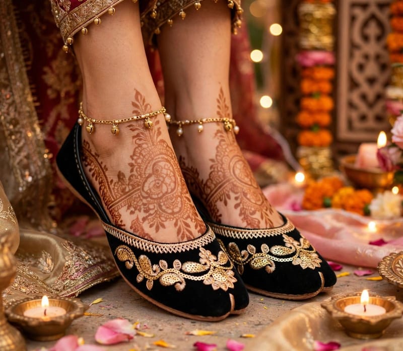 Maroon Velvet Golden Bead Embroidered Khussa For Women - Bridal Wedding Party Wear - Cushioned Comfortable - Pakistani, photo 2