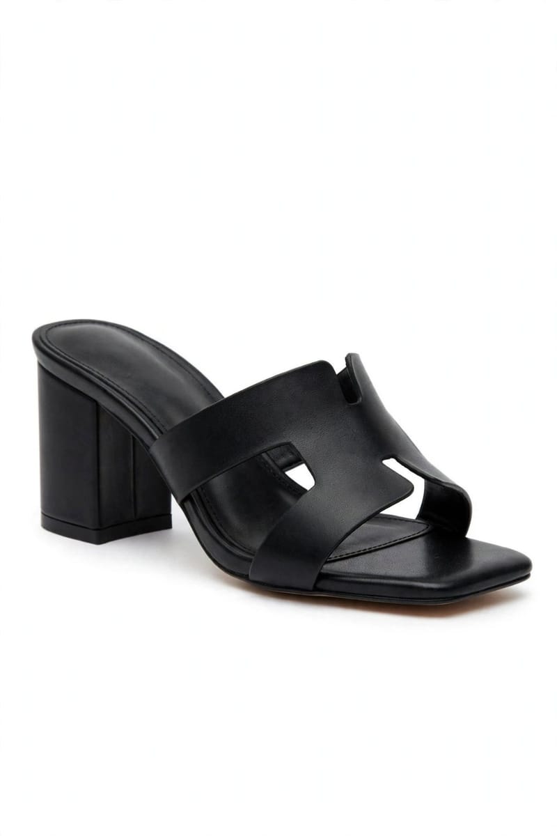 White Rexine Block Heel For Women - Wedding Party Wear - Beads Pattern - Comfortable Fancy Mule - Pakistani Heels 2025, photo 3