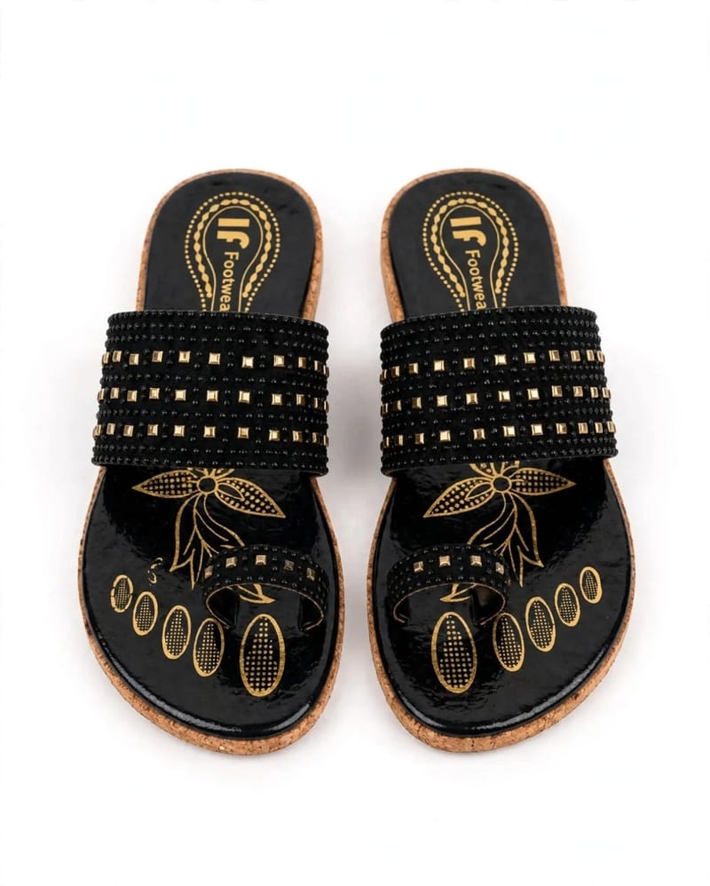 Black Cork Formal Slipper For Women - Embroidered Pattern - Comfortable Formal Wear - Pakistani Khussa Style 2025 New, photo 2