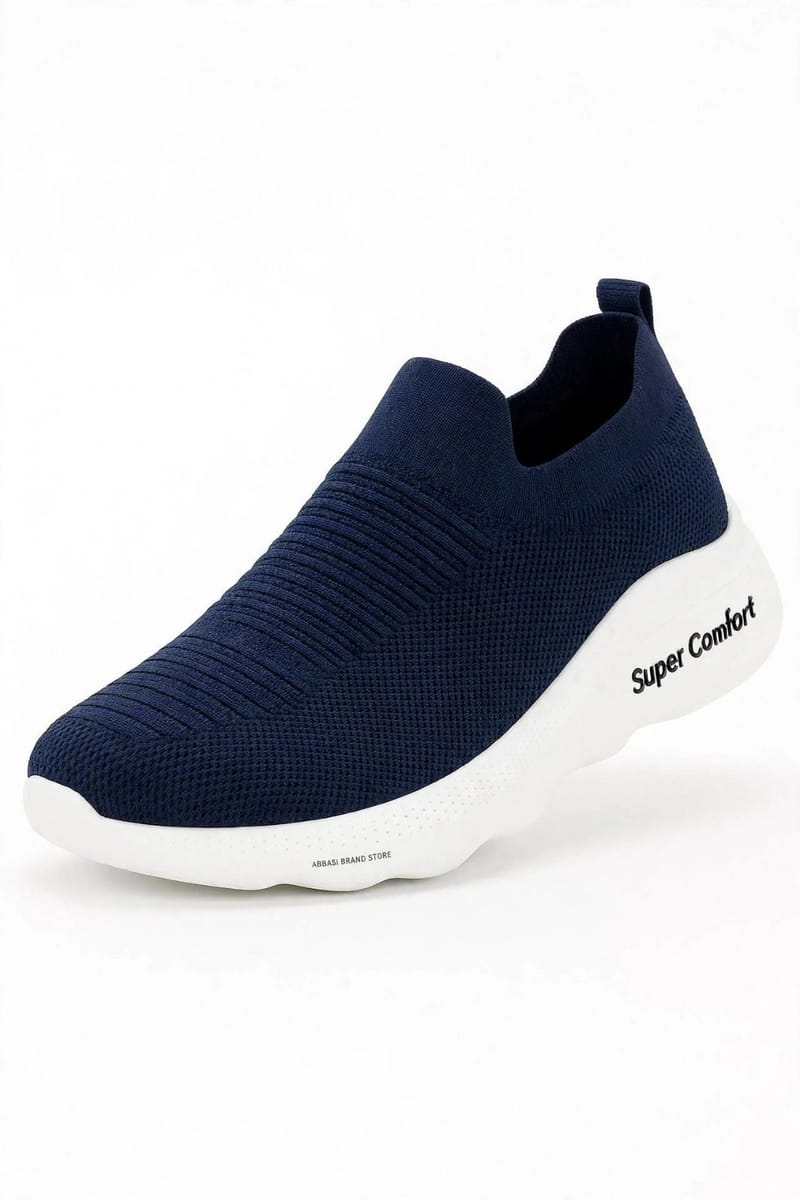 Men's Blue Slip-On Walking Sneakers Size 40-45 - Canvas Textured Pattern - Men's Walking Sneakers - Breathable Slip-On -, photo 4