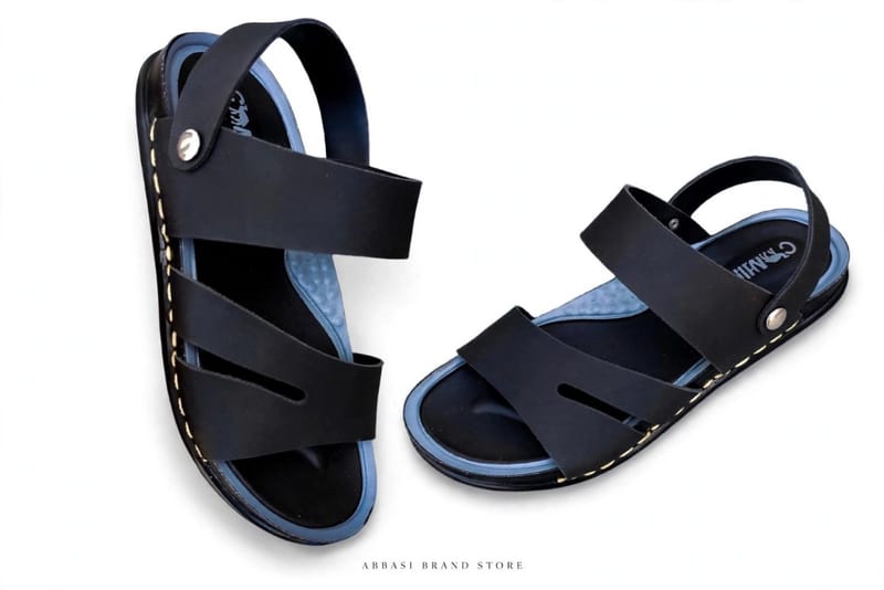 Men's Black Synthetic Leather Sandals Size 6-11 - Synthetic Leather Fancy Sandals - Men's Formal Casual Sandals - Button, photo 3
