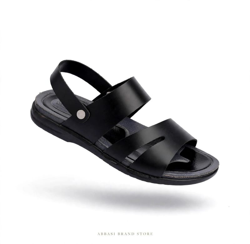 Men's Black Synthetic Leather Sandals Size 6-11 - Synthetic Leather Fancy Sandals - Men's Formal Casual Sandals - Button, photo 2