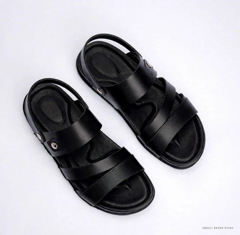 Men's Black Synthetic Leather Sandals Size 6-11 - Synthetic Leather Fancy Sandals - Men's Formal Casual Sandals - Button, photo 4