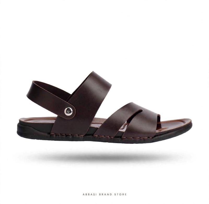 Men Brown Synthetic Leather Hoop Sandals - Fancy Brown Sandals - Men's Formal Casual Hoop Sandals - Button Fastening, photo 2